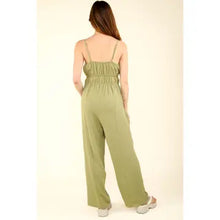 Load image into Gallery viewer, Sage Front Pintuck Detail Solid Woven Jumpsuit
