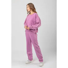 Load image into Gallery viewer, Lilac Washed Comfy Knit Top &amp; Pants Set
