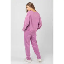 Load image into Gallery viewer, Lilac Washed Comfy Knit Top &amp; Pants Set
