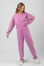 Load image into Gallery viewer, Lilac Washed Comfy Knit Top &amp; Pants Set
