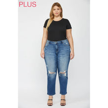 Load image into Gallery viewer, Mica Denim Mid Rise Straight Leg Distressed Jeans

