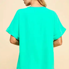 Load image into Gallery viewer, Mint Women&#39;s Solid Collared Short Sleeve Loose Boxy Top
