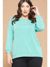 Load image into Gallery viewer, Green Solid French Terry Pullover - Athena&#39;s Fashion Boutique
