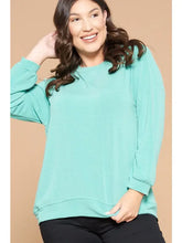 Load image into Gallery viewer, Green Solid French Terry Pullover - Athena&#39;s Fashion Boutique
