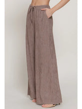 Load image into Gallery viewer, Mocha Drawstring Crinkle Knit Long Pants
