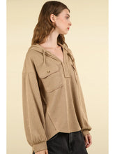 Load image into Gallery viewer, Mocha Plus Size Oversized Hoodie Knit Top w/ Patch Pockets
