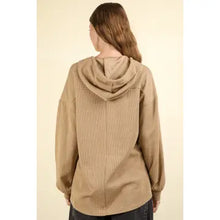 Load image into Gallery viewer, Mocha Plus Size Oversized Hoodie Knit Top w/ Patch Pockets
