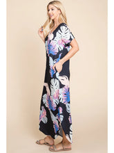 Load image into Gallery viewer, Navy Women&#39;s Floral Print Maxi Dress
