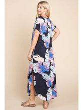 Load image into Gallery viewer, Navy Women&#39;s Floral Print Maxi Dress

