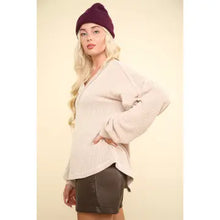 Load image into Gallery viewer, Oatmeal Two Tone Otto Ribbed Oversized Soft Comfy Knit Top
