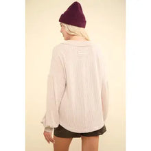 Load image into Gallery viewer, Oatmeal Two Tone Otto Ribbed Oversized Soft Comfy Knit Top
