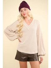 Load image into Gallery viewer, Oatmeal Two Tone Otto Ribbed Oversized Soft Comfy Knit Top
