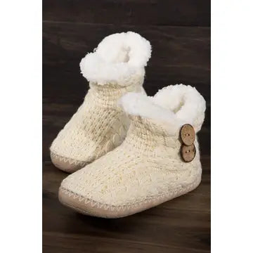 Hand Knitted Coconut Button Slippers