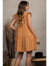 Load image into Gallery viewer, Octagon Print Dress with Ruffle Sleeves
