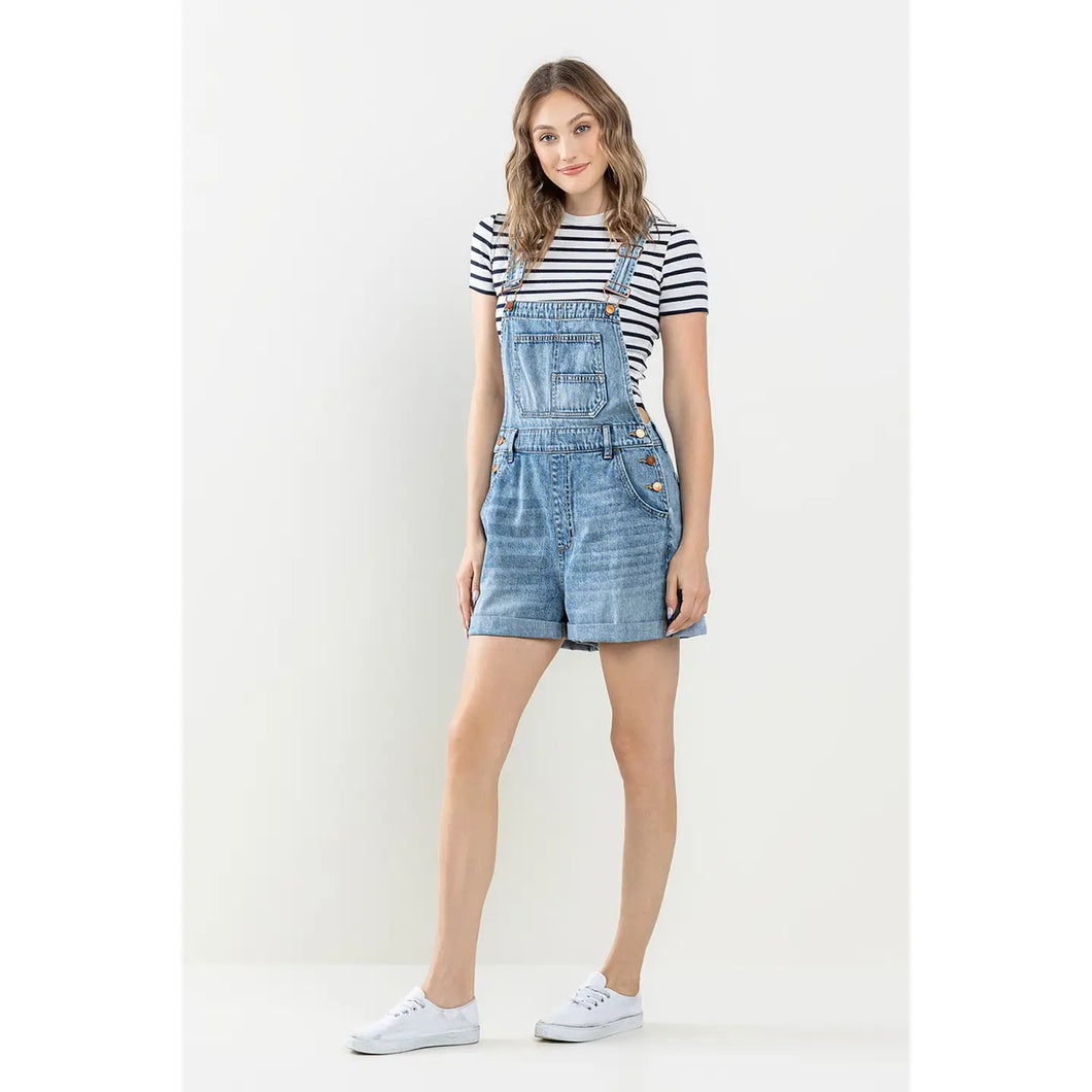 Sneakpeek Women's Short Overalls with Cuffed Hem