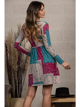 Load image into Gallery viewer, Patchwork Longsleeve Dress with Pockets
