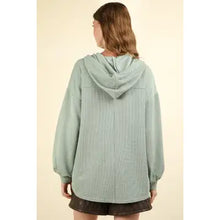 Load image into Gallery viewer, Sage Oversized Hoodie Knit Top w/ Patch Pockets
