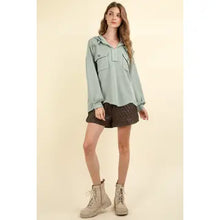 Load image into Gallery viewer, Sage Oversized Hoodie Knit Top w/ Patch Pockets
