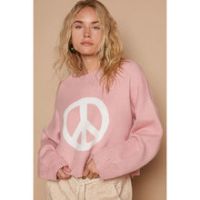 Load image into Gallery viewer, Women&#39;s Round Neck Long Sleeve Peace Sign Distressed Solid Sweater
