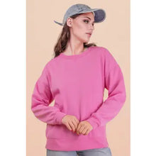 Load image into Gallery viewer, Pink Oversized Casual Comfy Solid Knit Pocket Sweatshirt
