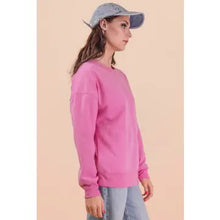 Load image into Gallery viewer, Pink Oversized Casual Comfy Solid Knit Pocket Sweatshirt
