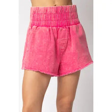 Load image into Gallery viewer, Hot Pink High-Waist Washed Twill Shorts
