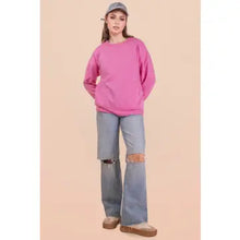 Load image into Gallery viewer, Pink Oversized Casual Comfy Solid Knit Pocket Sweatshirt

