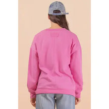 Load image into Gallery viewer, Pink Oversized Casual Comfy Solid Knit Pocket Sweatshirt
