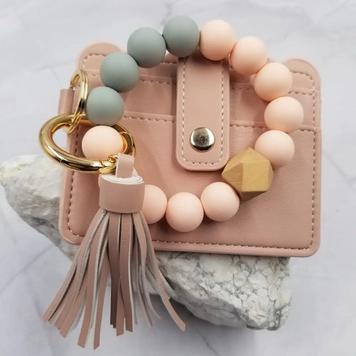 Silicone Bead Bangle Keychain Card Holder Bracelet - Athena's Fashion Boutique