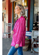 Load image into Gallery viewer, Hot Pink Sequin Blazer - Athena&#39;s Fashion Boutique

