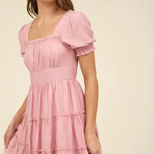 Load image into Gallery viewer, Square Neck Smocked Detail Tiered Mini Dress
