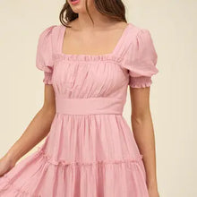 Load image into Gallery viewer, Square Neck Smocked Detail Tiered Mini Dress
