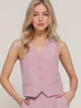 Load image into Gallery viewer, Pink V-Neckline with Front Button Closure Vest
