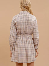 Load image into Gallery viewer, Plaid Collared Button Down Long Sleeve Dress
