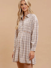 Load image into Gallery viewer, Plaid Collared Button Down Long Sleeve Dress
