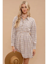 Load image into Gallery viewer, Plaid Collared Button Down Long Sleeve Dress
