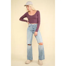 Load image into Gallery viewer, Plum Easy Comfy Casual Fitted Crop Knit Top
