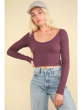 Load image into Gallery viewer, Plum Easy Comfy Casual Fitted Crop Knit Top
