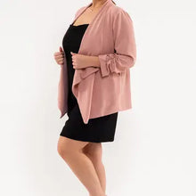 Load image into Gallery viewer, Dusty Pink 3/4 Rouched Sleeve Blazer
