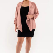 Load image into Gallery viewer, Dusty Pink 3/4 Rouched Sleeve Blazer
