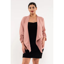 Load image into Gallery viewer, Dusty Pink 3/4 Rouched Sleeve Blazer
