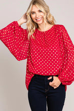 Load image into Gallery viewer, Gold Polka Dot Chiffon Women&#39;s Bubble Sleeve Blouse - Athena&#39;s Fashion Boutique

