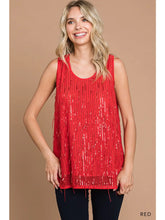 Load image into Gallery viewer, Women&#39;s Red Sequin Sleeveless Top - Athena&#39;s Fashion Boutique
