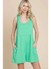 Load image into Gallery viewer, Mint Shoulder Knot Baggy Romper
