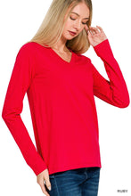 Load image into Gallery viewer, Ruby Cotton V-neck Long Sleeve T-shirt
