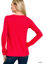 Load image into Gallery viewer, Ruby Cotton V-neck Long Sleeve T-shirt
