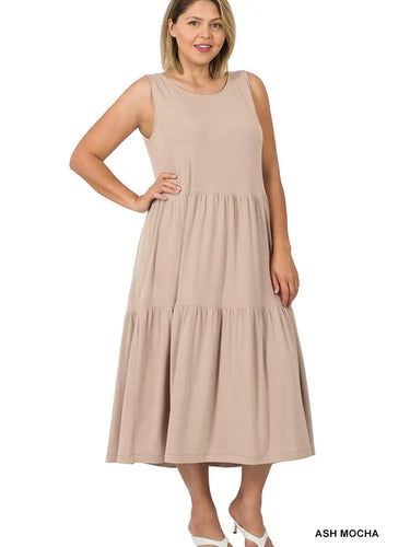 Ash Mocha Ruffle Tiered Dress - Athena's Fashion Boutique
