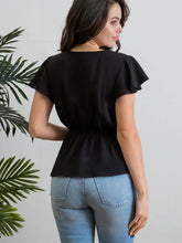 Load image into Gallery viewer, Black Scalloped Collar Woven Top - Athena&#39;s Fashion Boutique
