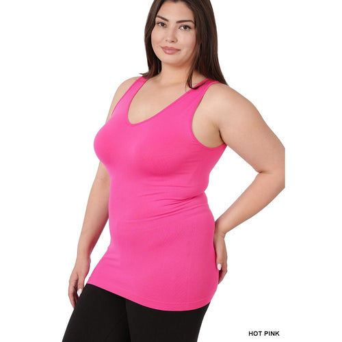 Plus V-Neck Seamless Tank Top - Athena's Fashion Boutique