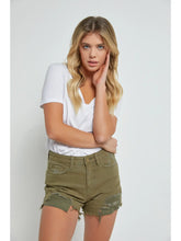 Load image into Gallery viewer, Mica Denim Olive Green Denim High Rise Shorts
